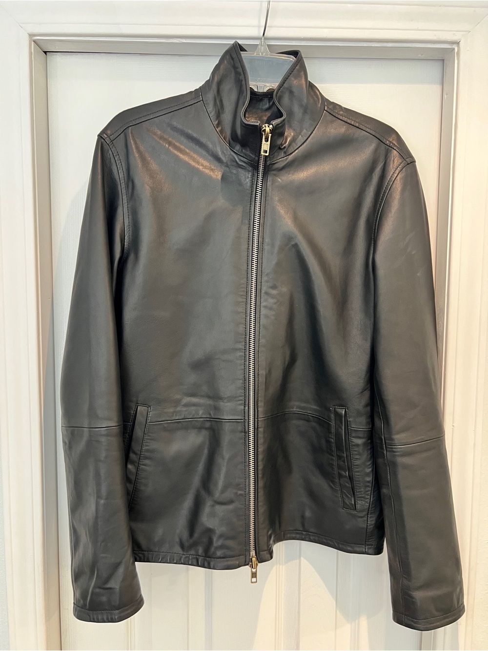 John Varvatos Black Leather Zip Jacket